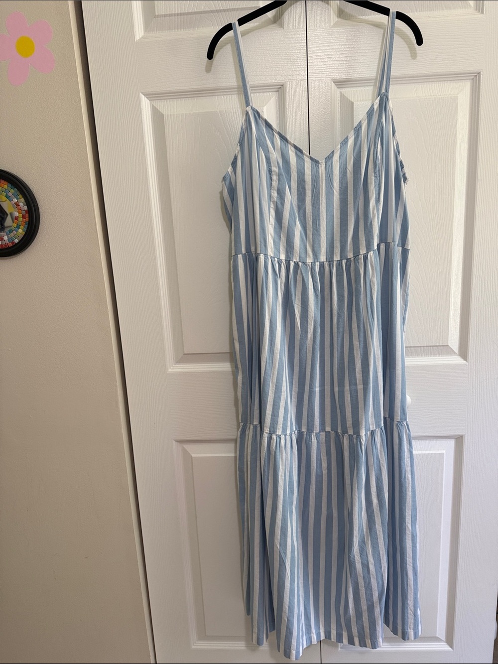Old Navy Blue and White Striped Maxi Dress